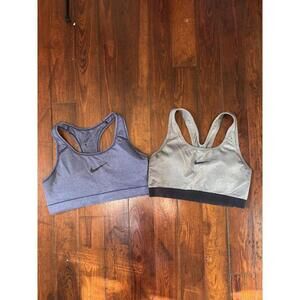 Two (2) Nike Dri-Fit Racerback Grey & Blue Sports Bras - Size M